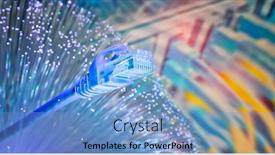  Presentation with network cable - Audience pleasing PPT theme consisting of network-cable-with-fiber-optical backdrop and a light blue colored foreground