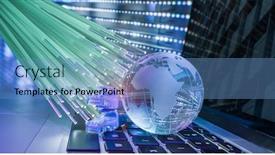  Presentation with earth network - Amazing slide deck having network-cable-with-hi-tech backdrop and a teal colored foreground