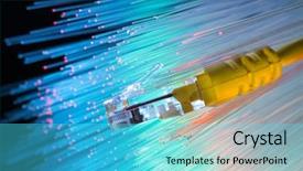  Presentation with high tech technology - Colorful slide deck enhanced with network cable with high tech backdrop and a cyan colored foreground