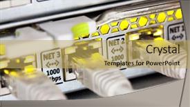  Presentation with bandwidth network - Colorful theme enhanced with network cables and hub closeup backdrop and a yellow colored foreground