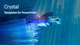  Presentation with fiber - Slide deck with network cables closeup with fiber optical background background and a ocean colored foreground