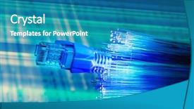  Presentation with optical - Theme with network cables closeup with fiber optical background background and a teal colored foreground