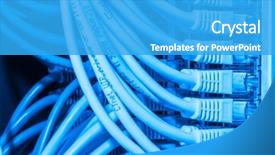  Presentation with isp network cables closeup - Slide deck having network cables connected to switch background and a teal colored foreground