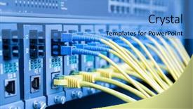  Presentation with fiber optic - PPT layouts enhanced with network cables connected to ethernet background and a light blue colored foreground