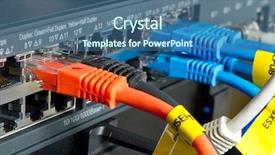  Presentation with isp network cables closeup - Presentation with patch cord - network cables connected to hub background and a ocean colored foreground