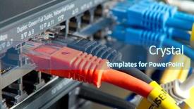  Presentation with cables - Audience pleasing presentation theme consisting of network cables connected to hub backdrop and a ocean colored foreground