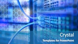  Presentation with ethernet - Beautiful PPT theme featuring network cables connected to internet backdrop and a teal colored foreground