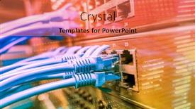  Presentation with server room - Cool new PPT layouts with rj45 - network cables connected to patch backdrop and a coral colored foreground