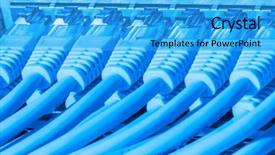  Presentation with hardware - Beautiful slide set featuring network cables connected to switch - closeup of data center hardware backdrop and a cyan colored foreground