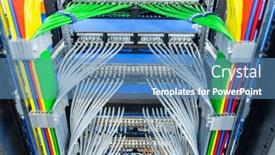  Presentation with cables - PPT layouts having network-cables-connected-to-switch background and a teal colored foreground