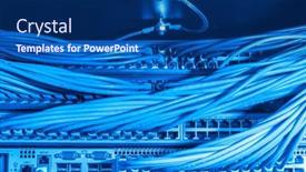  Presentation with hardware - PPT theme featuring network-cables-connected-to-switch background and a ocean colored foreground