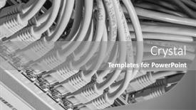  Presentation with hardware - Presentation design having network-cables-connected-to-switch background and a gray colored foreground