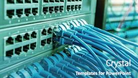  Presentation with cables - Cool new PPT layouts with network cables connected to a switch backdrop and a teal colored foreground