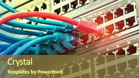  Presentation with cables - Amazing slide deck having network cables connected backdrop and a tawny brown colored foreground