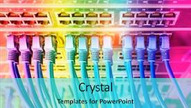  Presentation with network firewall - Slides consisting of network cables in switch background and a cyan colored foreground