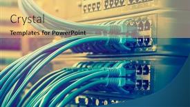  Presentation with firewall - Amazing presentation theme having network-cables-in-switch backdrop and a yellow colored foreground