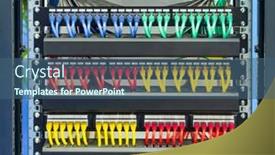  Presentation with network firewall - Presentation theme consisting of network-cables-in-switch background and a ocean colored foreground