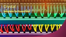  Presentation with network firewall - Theme with network-cables-in-switch background and a tawny brown colored foreground