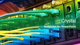  Presentation with network cable - Audience pleasing PPT theme consisting of network cables installed backdrop and a forest green colored foreground