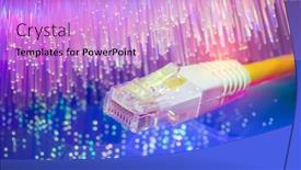  Presentation with optic - Beautiful PPT theme featuring network-cables-with-fiber-optic backdrop and a lilac colored foreground