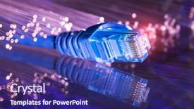  Presentation with optical - PPT theme consisting of network cables with fiber optical background and a navy blue colored foreground