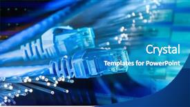  Presentation with fiber - Presentation theme with network cables with fiber optical background and a teal colored foreground