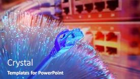  Presentation with optical - Amazing slide deck having network-cables-with-fiber-optical backdrop and a teal colored foreground