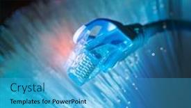  Presentation with optical communication - Slide deck featuring network-cables-with-fiber-optical background and a teal colored foreground