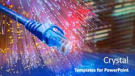  Presentation with optical communication - Cool new slide deck with network-cables-with-fiber-optical backdrop and a cobalt blue colored foreground