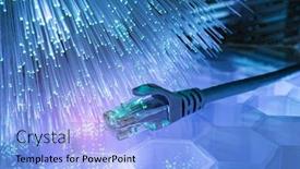  Presentation with optical communication - PPT theme enhanced with network-cables-with-fiber-optical background and a light blue colored foreground