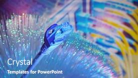  Presentation with optical communication - Cool new slide set with network-cables-with-fiber-optical backdrop and a teal colored foreground