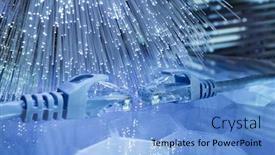  Presentation with optical communication - Presentation theme having network-cables-with-fiber-optical background and a light blue colored foreground
