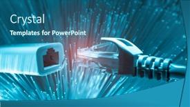  Presentation with optical - PPT theme consisting of network-cables-with-fiber-optical background and a ocean colored foreground