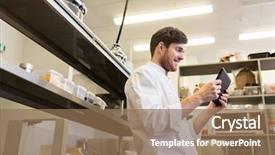  Presentation with people concept surgeon in mask - Cool new slides with network chief - cooking profession and people concept backdrop and a coral colored foreground