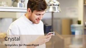  Presentation with cooking chef - Cool new PPT theme with network chief - cooking profession and people concept backdrop and a coral colored foreground