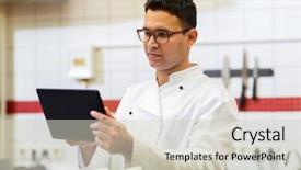  Presentation with computer network - PPT theme having network chief - cooking technology and people concept background and a soft green colored foreground