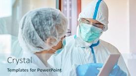  Presentation with collaboration - Presentation design consisting of network-collaboration-between-doctor background and a light blue colored foreground