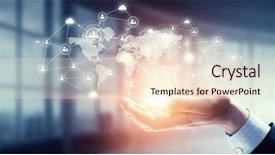  Presentation with social media job search - Presentation consisting of network communication - social networking scheme mixed media background and a lemonade colored foreground