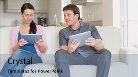  Presentation with two people talking - Amazing presentation theme having network communities - two people sitting backdrop and a seafoam green colored foreground