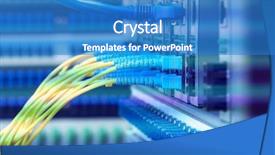  Presentation with network cable - Slide set with network concept fiber optic cables background and a teal colored foreground