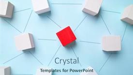  Presentation with network - Presentation featuring network-concept-with-wooden-cubes background and a sky blue colored foreground