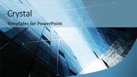  Presentation with office buildings - Beautiful slide deck featuring network connection between modern office backdrop and a light blue colored foreground