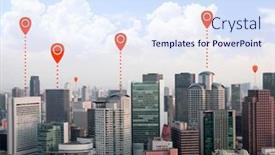  Presentation with global red - Slide deck having network-connection-concept-aerial-view background and a sky blue colored foreground