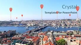  Presentation with positioning - Slide set enhanced with network-connection-concept-aerial-view background and a light blue colored foreground