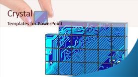  Presentation with technology - Presentation featuring network design - hand and technology puzzle isolated background and a lemonade colored foreground