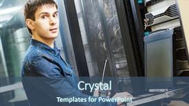  Presentation with network engineering - PPT theme consisting of network engineer working in server background and a ocean colored foreground