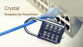  Presentation with security network - Audience pleasing slide set consisting of network ethernet cables locked backdrop and a  colored foreground