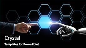  Presentation with business intelligence - PPT theme featuring network hologram over black background background and a black colored foreground