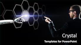  Presentation with business intelligence - Presentation theme featuring network hologram over black background background and a black colored foreground