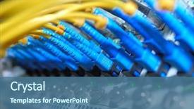  Presentation with datacenter - Colorful presentation enhanced with network hub and patch cables backdrop and a ocean colored foreground